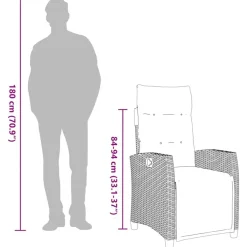 vidaXL Muebles De Jardín-Silla de jardín reclinable con mesa auxiliar ratán