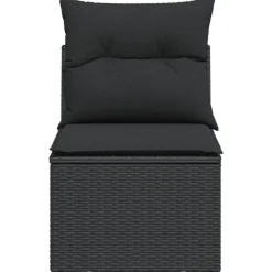 vidaXL Silla de jardín sin brazos con cojines de ratán sintético Negro Clearance