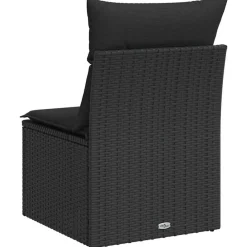 vidaXL Silla de jardín sin brazos con cojines de ratán sintético Negro Clearance