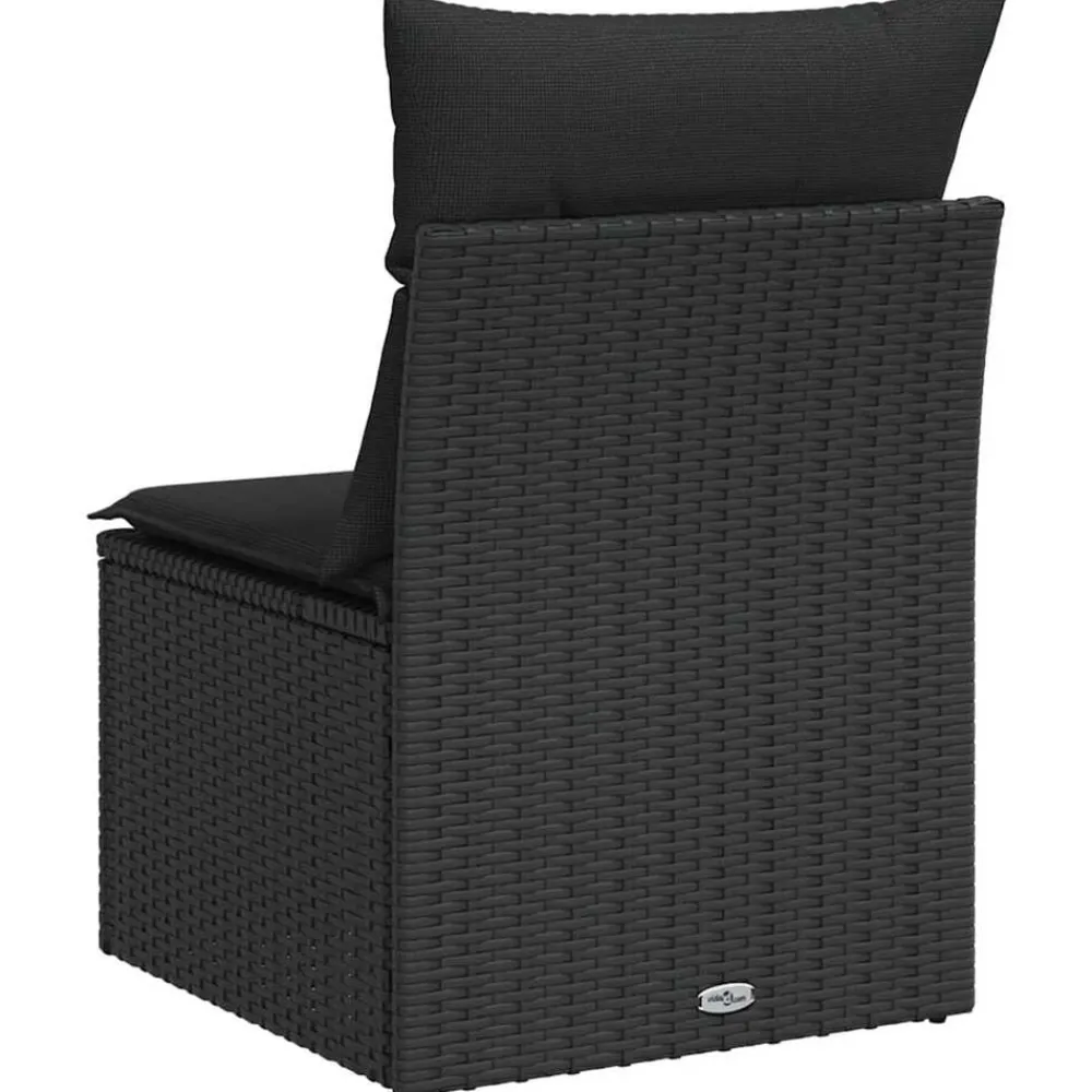 vidaXL Silla de jardín sin brazos con cojines de ratán sintético Negro Clearance