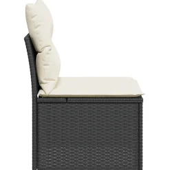 vidaXL Silla de jardín sin reposabrazos con cojines ratán PE negro Negro y crema