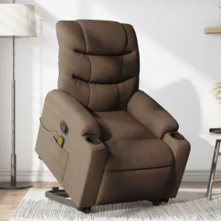 vidaXL Silla de masaje reclinable de pie de tela marrón Marr&oacute;n Hot