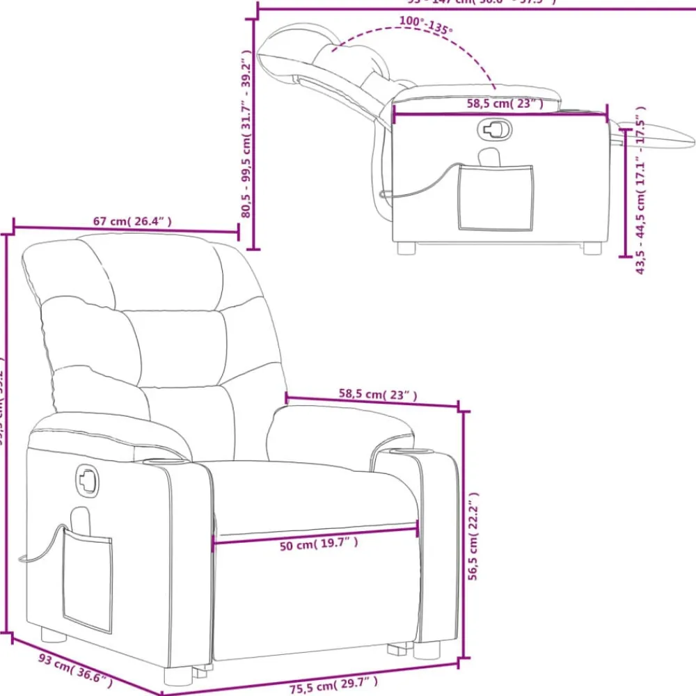 vidaXL Silla de masaje reclinable de pie de tela marrón Marrón Hot