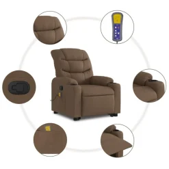 vidaXL Silla de masaje reclinable de pie de tela marrón Marrón Hot