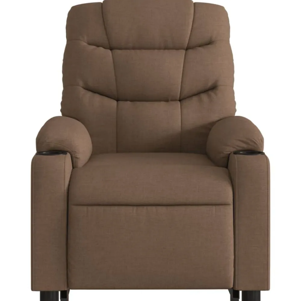 vidaXL Silla de masaje reclinable de pie de tela marrón Marrón Hot