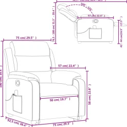 vidaXL Silla de masaje reclinable de pie de tela marrón oscuro Marrón oscuro Clearance