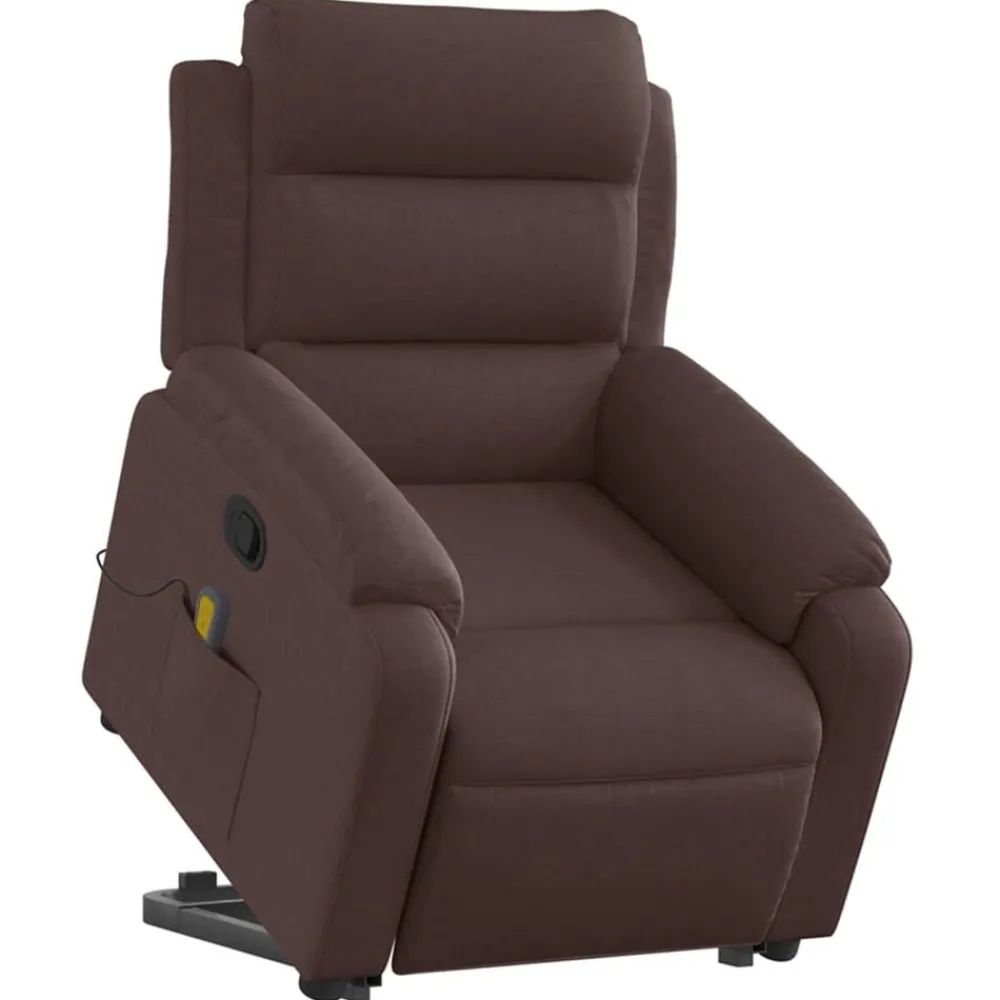 vidaXL Silla de masaje reclinable de pie de tela marrón oscuro Marrón oscuro Clearance