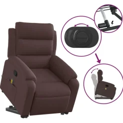 vidaXL Silla de masaje reclinable de pie de tela marrón oscuro Marrón oscuro Clearance