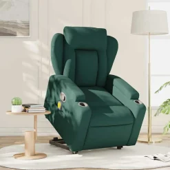vidaXL Silla de masaje reclinable de pie de tela verde oscura Verde oscuro Discount