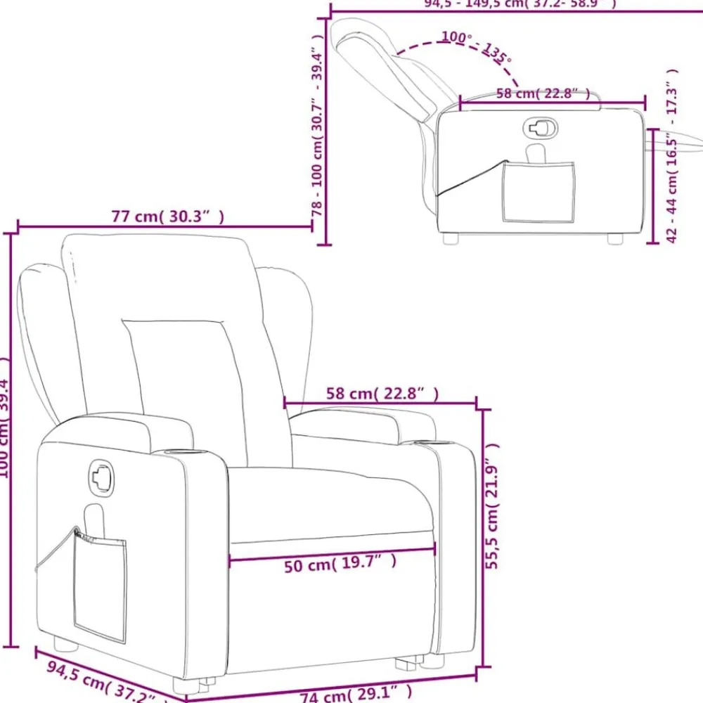 vidaXL Silla de masaje reclinable de pie de tela verde oscura Verde oscuro Discount