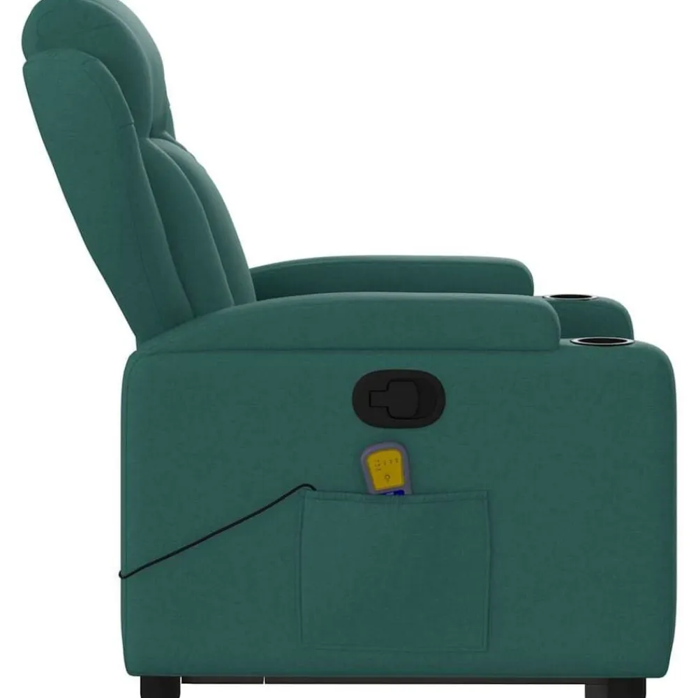 vidaXL Silla de masaje reclinable de pie de tela verde oscura Verde oscuro Discount