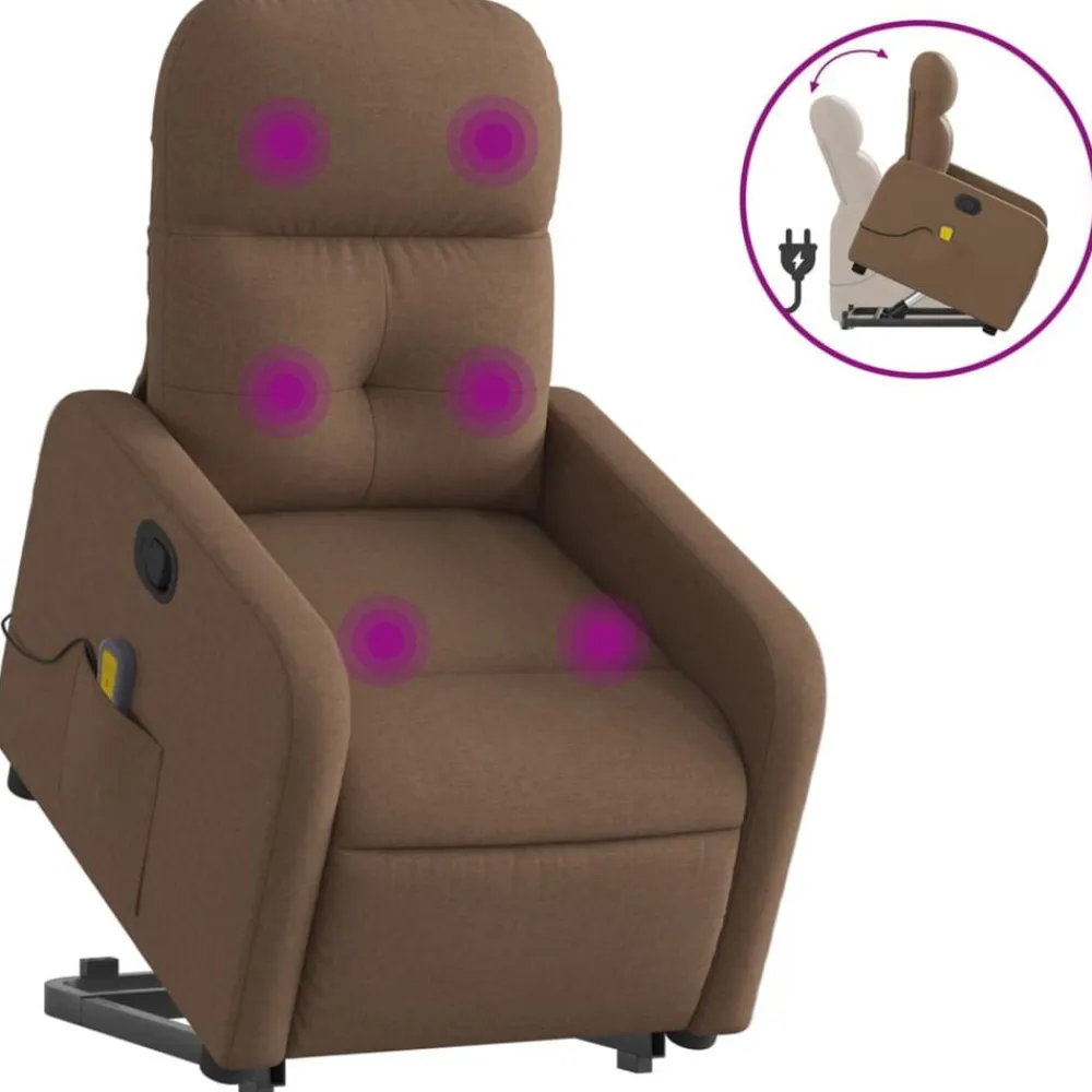 vidaXL Silla de masaje reclinable de pie de tela marrón Marrón Best