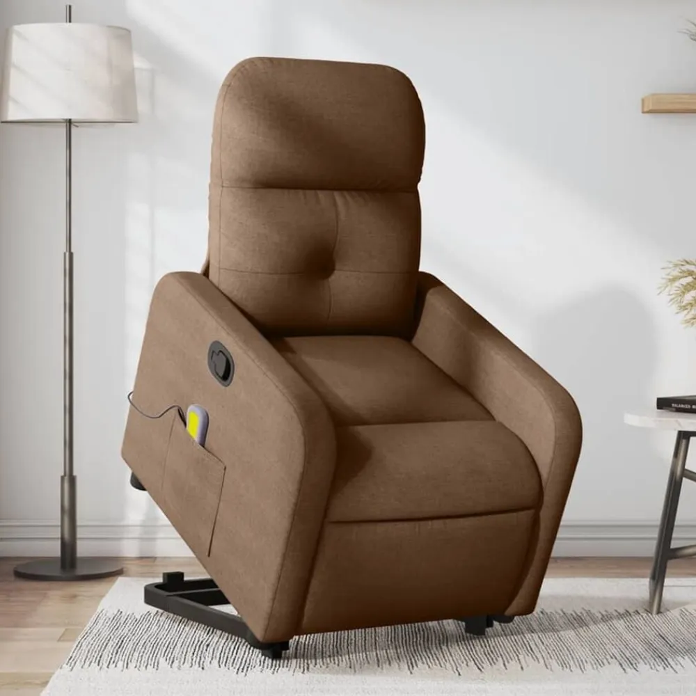vidaXL Silla de masaje reclinable de pie de tela marrón Marrón Best