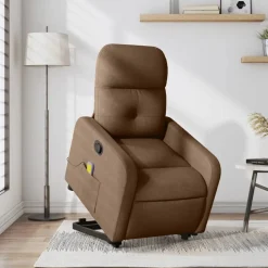 vidaXL Silla de masaje reclinable de pie de tela marrón Marrón Best