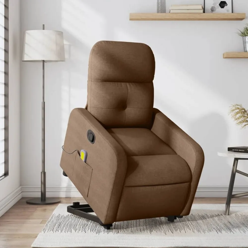 vidaXL Silla de masaje reclinable de pie de tela marrón Marrón Best