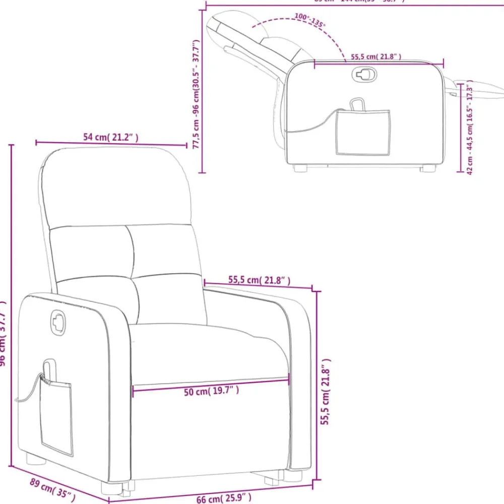 vidaXL Silla de masaje reclinable de pie de tela marrón Marrón Best