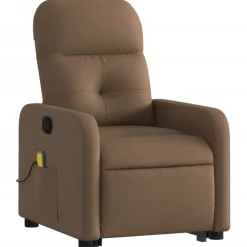 vidaXL Silla de masaje reclinable de pie de tela marrón Marrón Best