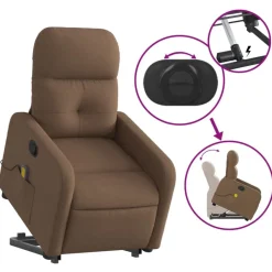 vidaXL Silla de masaje reclinable de pie de tela marrón Marrón Best