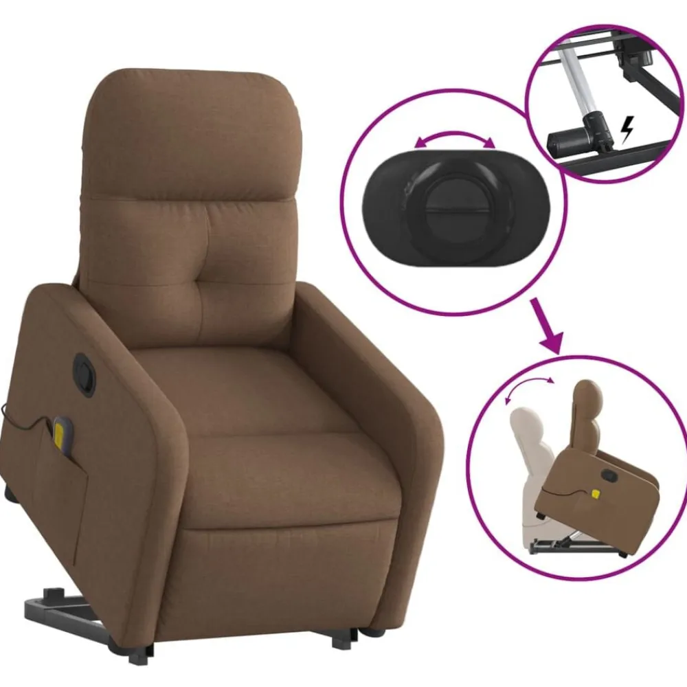 vidaXL Silla de masaje reclinable de pie de tela marrón Marrón Best