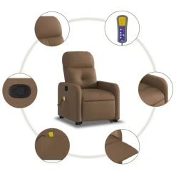 vidaXL Silla de masaje reclinable de pie de tela marrón Marrón Best