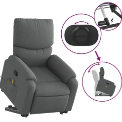 vidaXL Sillas-Silla de masaje reclinable de pie de tela