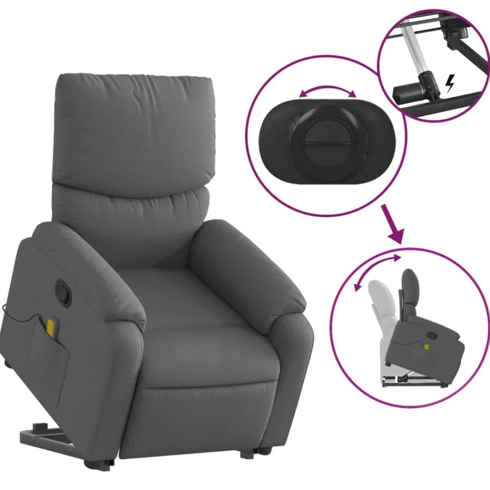 vidaXL Sillas-Silla de masaje reclinable de pie de tela