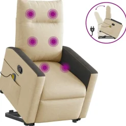 vidaXL Silla de masaje reclinable de pie de tela color Crema Outlet