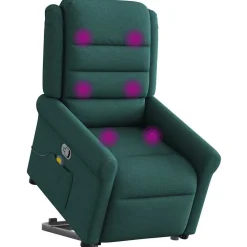 vidaXL Sillas-Silla de masaje reclinable de pie de tela verde oscura