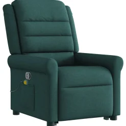 vidaXL Sillas-Silla de masaje reclinable de pie de tela verde oscura