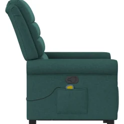 vidaXL Sillas-Silla de masaje reclinable de pie de tela verde oscura