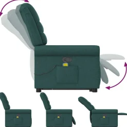 vidaXL Sillas-Silla de masaje reclinable de pie de tela verde oscura
