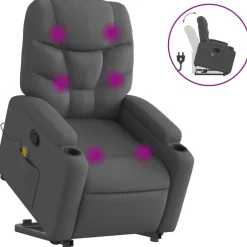 vidaXL Silla de masaje reclinable de pie de tela Gris oscuro Discount