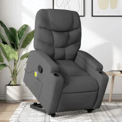 vidaXL Silla de masaje reclinable de pie de tela Gris oscuro Discount