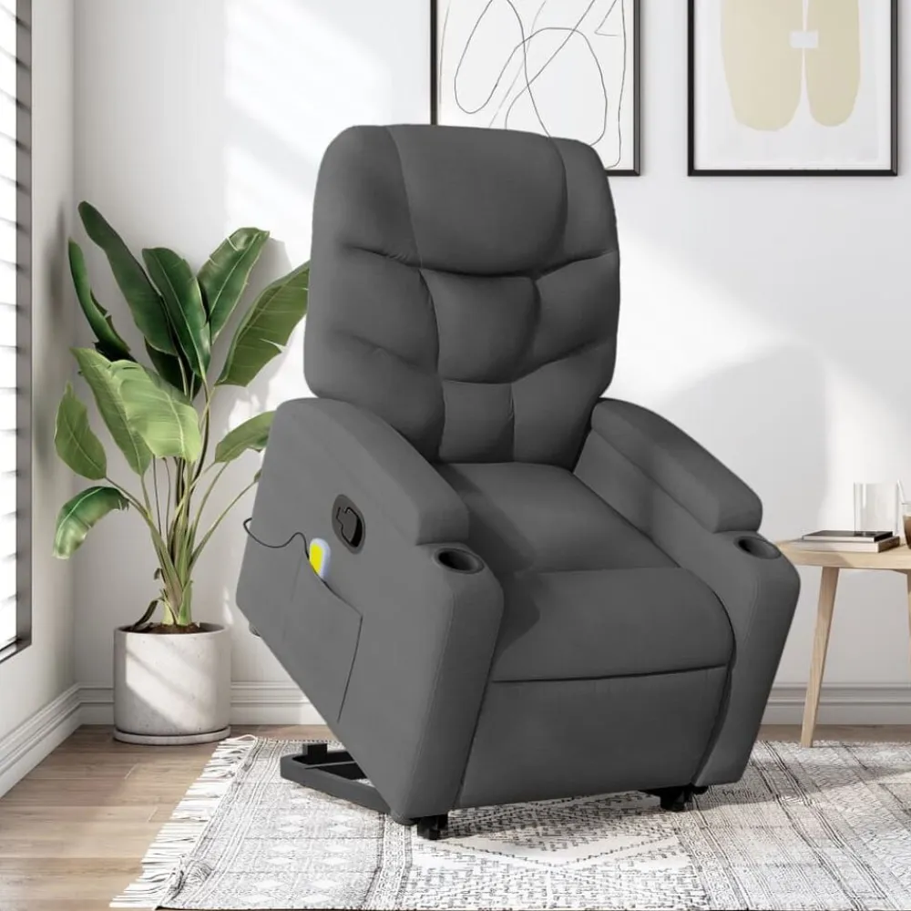 vidaXL Silla de masaje reclinable de pie de tela Gris oscuro Discount