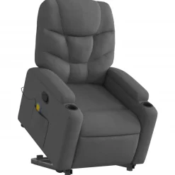 vidaXL Silla de masaje reclinable de pie de tela Gris oscuro Discount