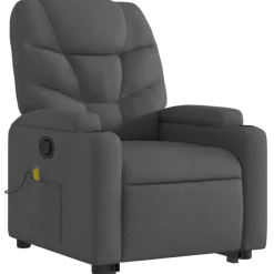 vidaXL Silla de masaje reclinable de pie de tela Gris oscuro Discount