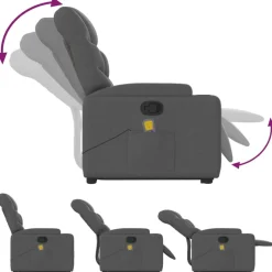 vidaXL Silla de masaje reclinable de pie de tela Gris oscuro Discount