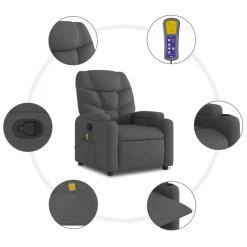 vidaXL Silla de masaje reclinable de pie de tela Gris oscuro Discount