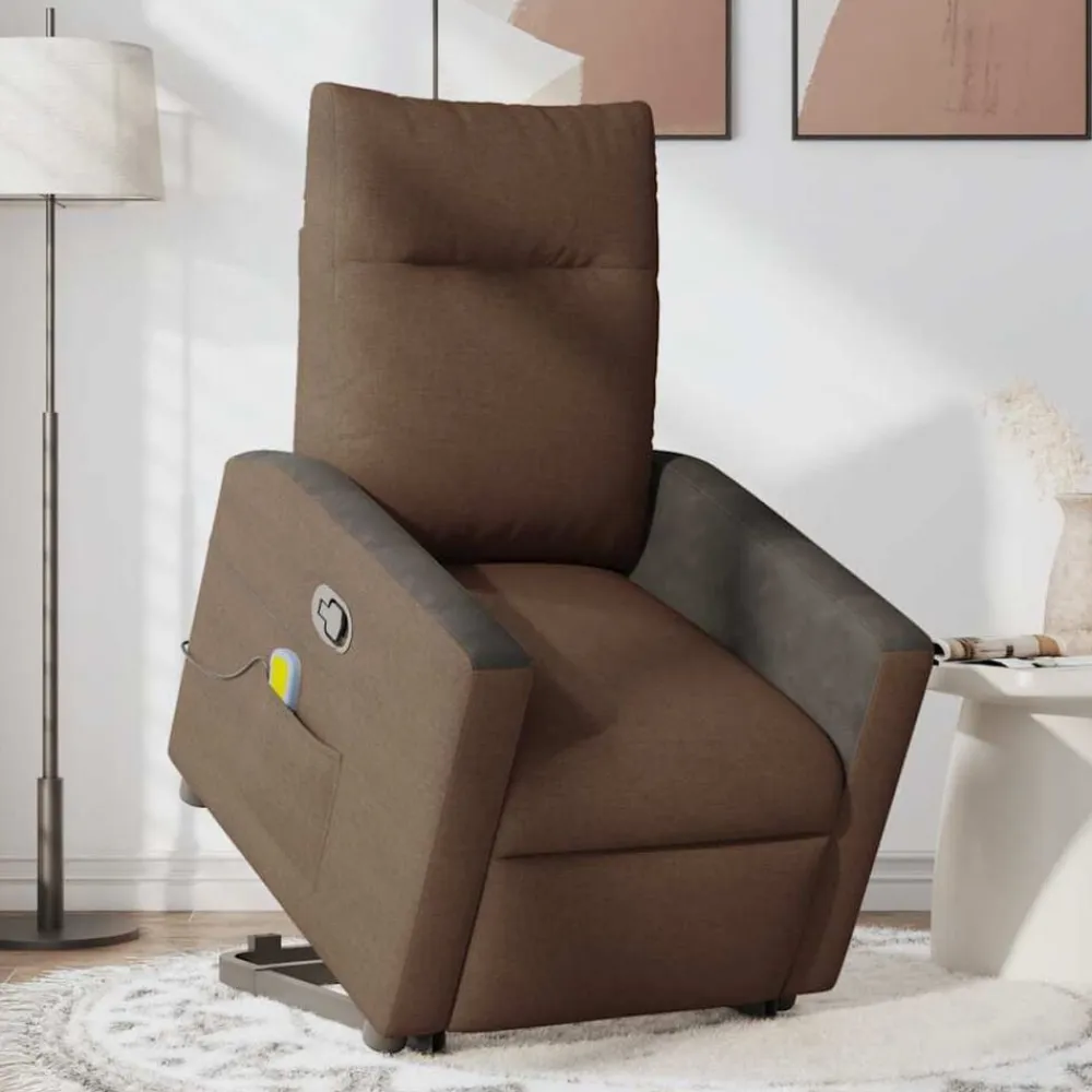 vidaXL Sillas-Silla de masaje reclinable de pie de tela marrón