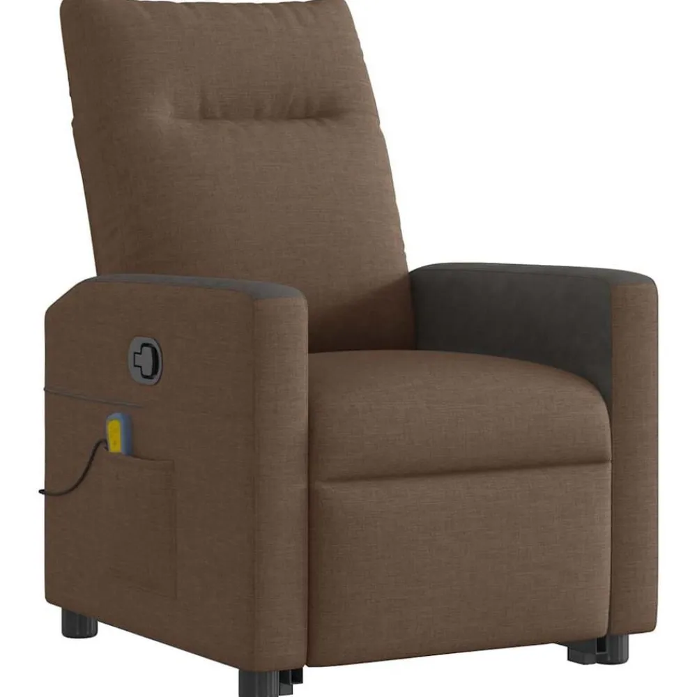 vidaXL Sillas-Silla de masaje reclinable de pie de tela marrón