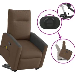 vidaXL Sillas-Silla de masaje reclinable de pie de tela marrón