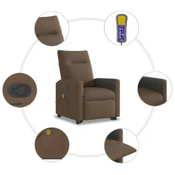 vidaXL Sillas-Silla de masaje reclinable de pie de tela marrón