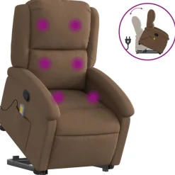 vidaXL Sillas-Silla de masaje reclinable de pie de tela marrón