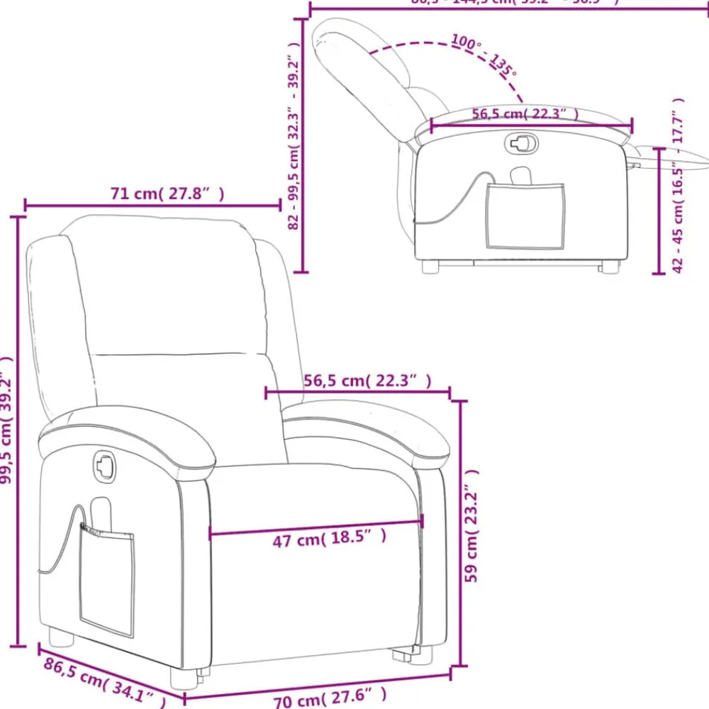 vidaXL Sillas-Silla de masaje reclinable de pie de tela marrón