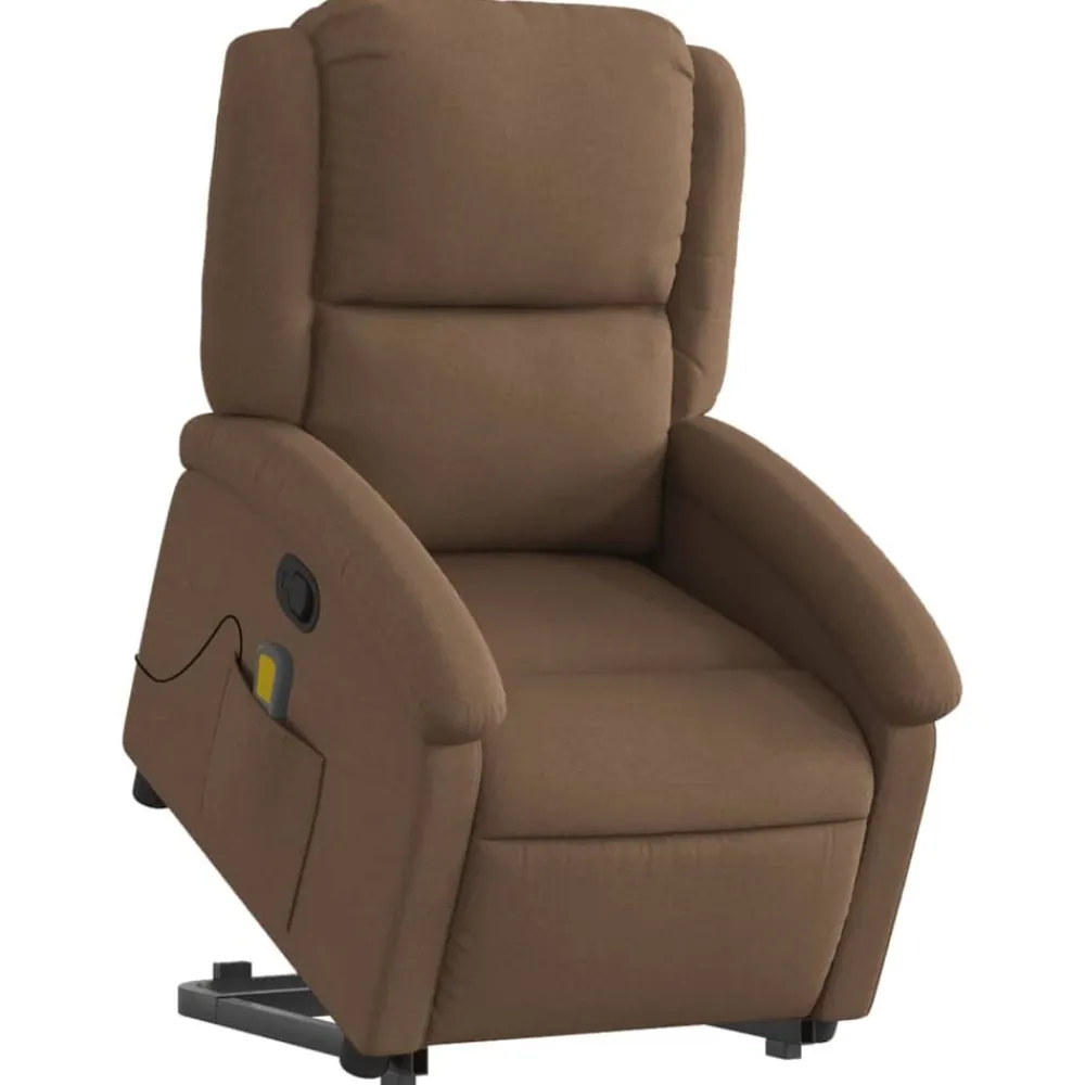 vidaXL Sillas-Silla de masaje reclinable de pie de tela marrón
