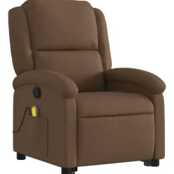 vidaXL Sillas-Silla de masaje reclinable de pie de tela marrón