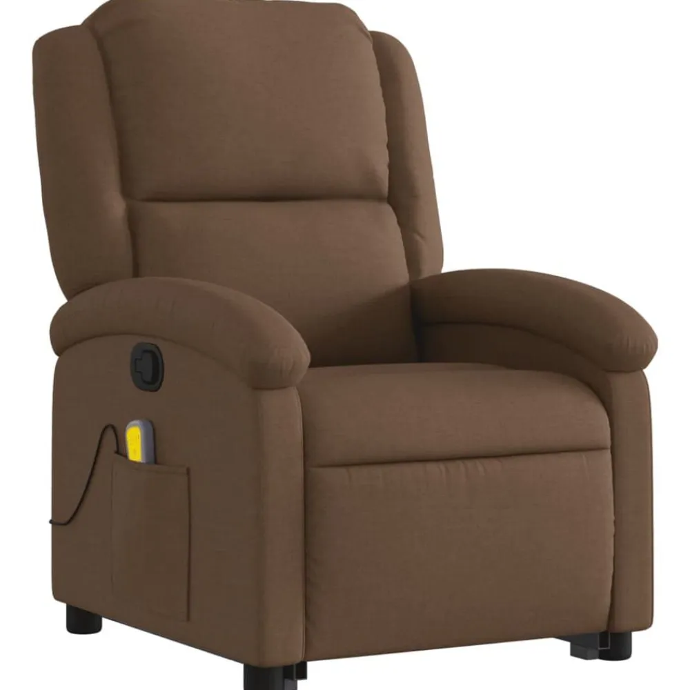 vidaXL Sillas-Silla de masaje reclinable de pie de tela marrón