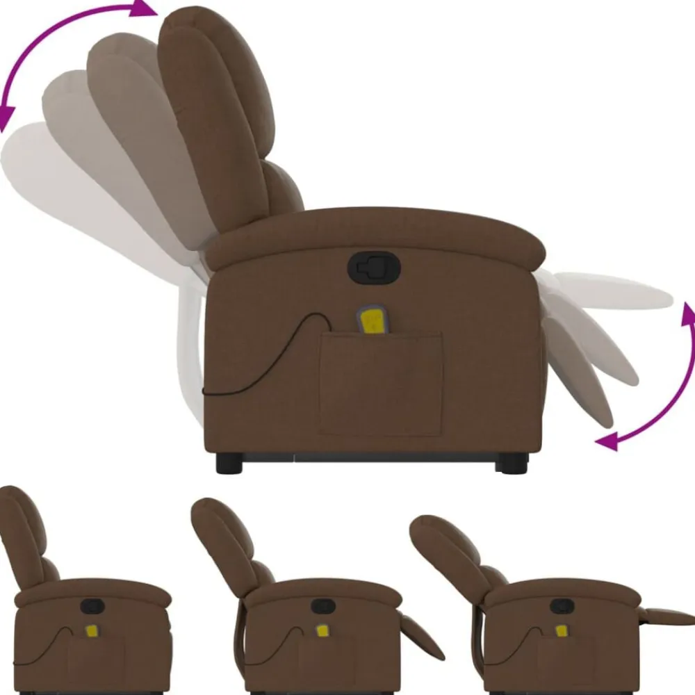 vidaXL Sillas-Silla de masaje reclinable de pie de tela marrón