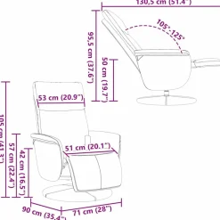 vidaXL Sillas-Silla de masajes reclinable 71 x 90 x 105 cm Cuero sintético