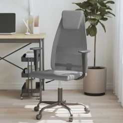 vidaXL Mobiliario De Oficina-Silla de oficina altura ajustable tela malla y cuero PE
